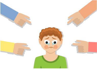 Çocuk ağlıyor ve diğer çocuklar kabadayılık taslıyor.