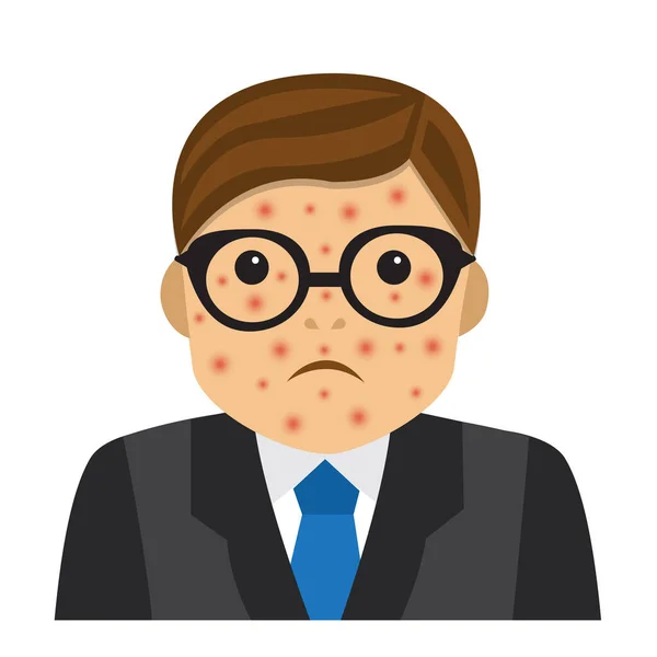 Sad Man Suit Acne His Face — Stock Vector