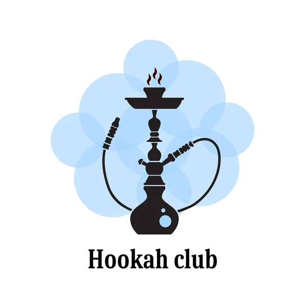 Black Silhouette Hookah Background Stylized Blue Smoke — Stock Vector