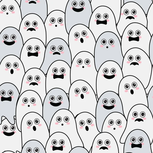 Seamless Background Many White Cute Ghosts — Stock Photo, Image