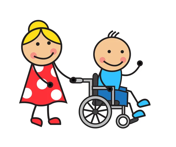 çizgi adam tekerlekli sandalye üzerinde