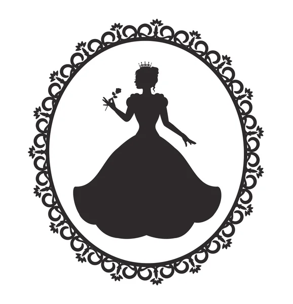 Princess in a magnificent dress in a retro frame — Stock Vector