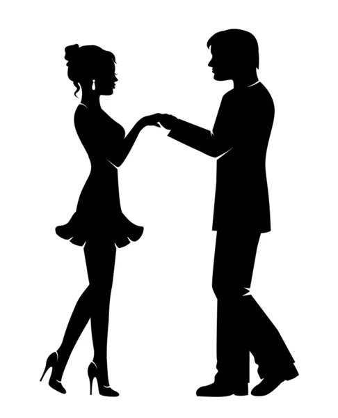 Silhouette of a loving couple — Stock Vector