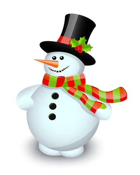 Snowman pada latar belakang putih - Stok Vektor