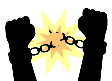 Hands to break the shackles clipart