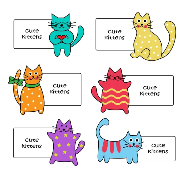 Tanda-tanda dengan anak kucing kartun - Stok Vektor