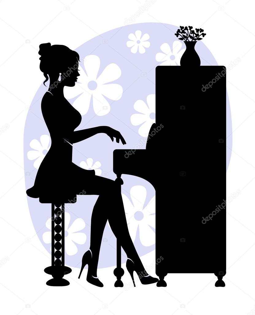 donna che suona il pianoforte — Vettoriali Stock © OlgaSuslO 61504959