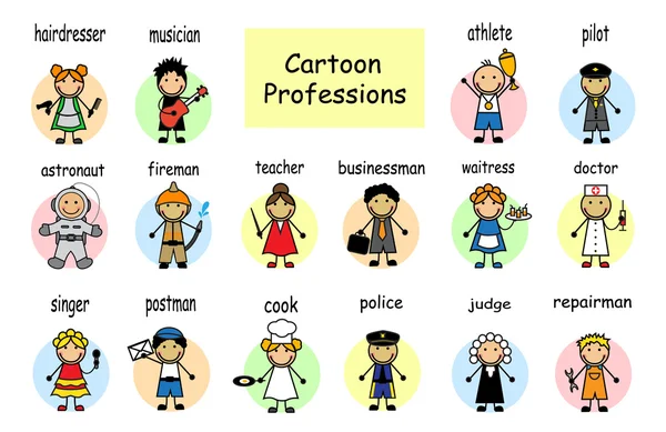 Cartoon set of professions — Stock Vector