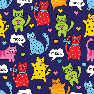Cartoon seamless colorful cats