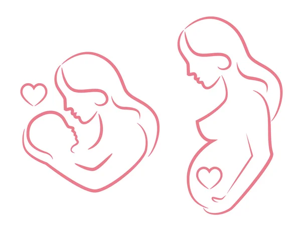 Zwangere vrouw en vrouw met een baby Rechtenvrije Stockillustraties