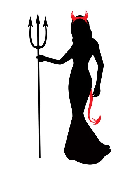 Mooie duivel elegante vrouw — Stockvector