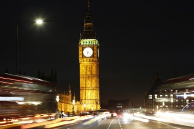 Londra gece görünümü, Big Ben dahil