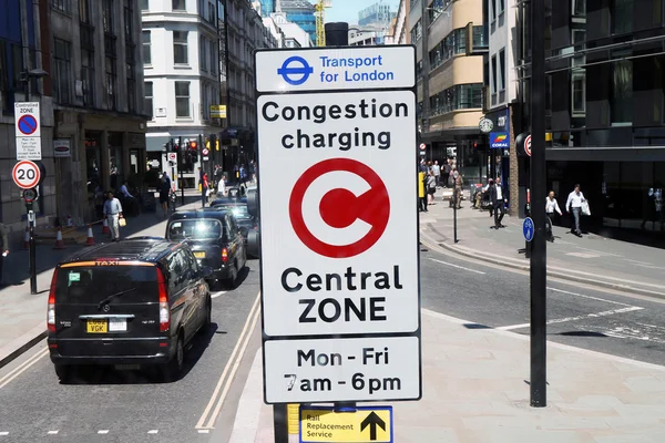 London Congestion Charging Zone Sign Stock Photo