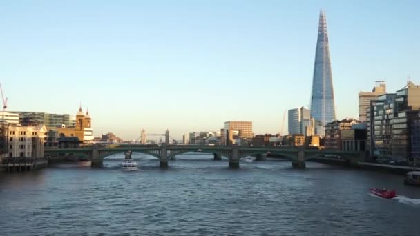 London skyline, include Blackfriars Bridge, The Shard — Stock Video