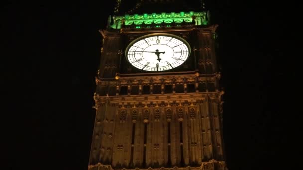 Big Ben, close up, at night — Stock Video