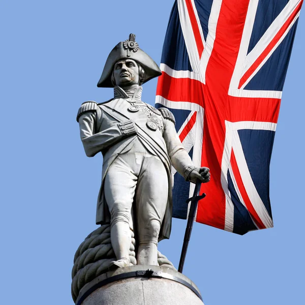 Nelson heykeli Union Jack üzerinde — Stok fotoğraf