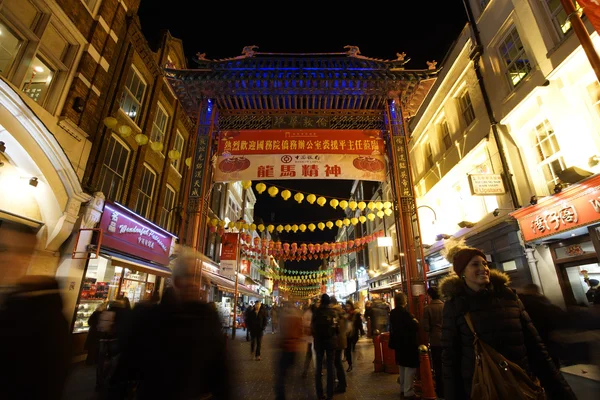 London Chinatown, kínai szilveszter éjszakai látképe — Stock Fotó