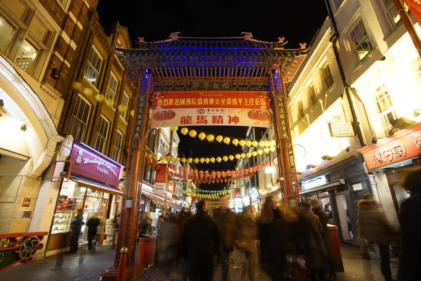 London Chinatown, kínai szilveszter éjszakai látképe — Stock Fotó