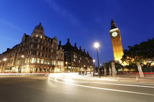 Night View of London Parliament Square, Big Ben Present — Zdjęcie stockowe