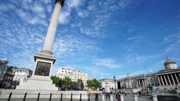 Trafalgar Meydanı, Nelson sütunu ve Ulusal Galeri, Londra — Stok video