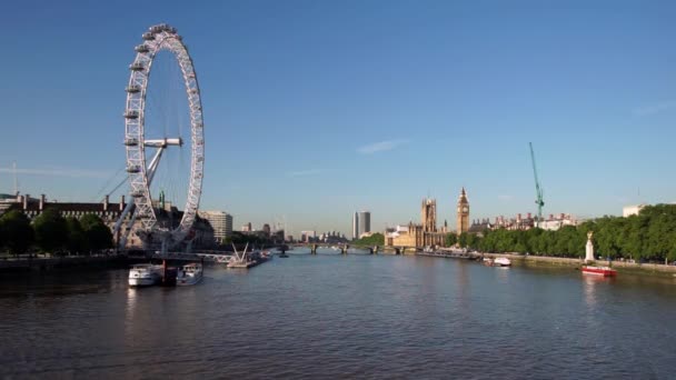 London Skyline, London Eye, Big Ben presente — Vídeos de Stock