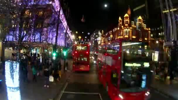 Londres Oxford Street Night View, Decoração de Natal presente — Vídeo de Stock