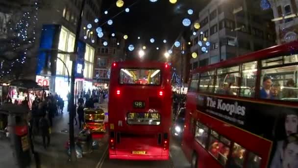 Londres Oxford Street Night View, Decoração de Natal presente — Vídeo de Stock