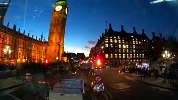 Londres Cityscape, Time Lapse Footage, Vista do motorista de ônibus — Vídeo de Stock