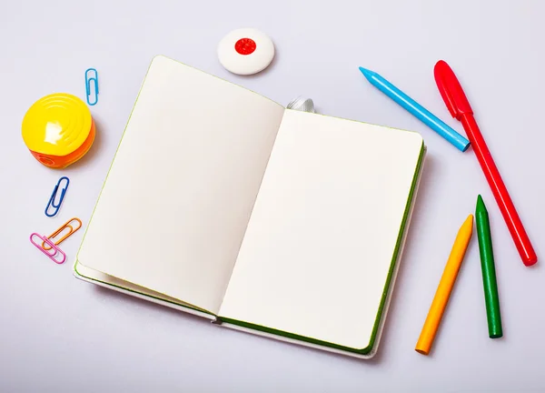 Open notepad with blank pages mockup — Stock Photo, Image