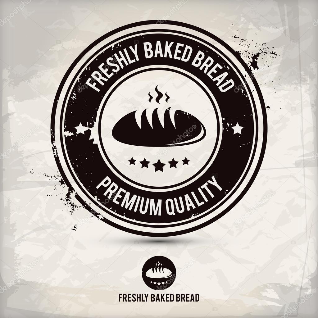 Alternative freshly baked bread stamp on textured background, which is made from several transparent layers for a worn, rubbed effect, therefore saved in eps 10