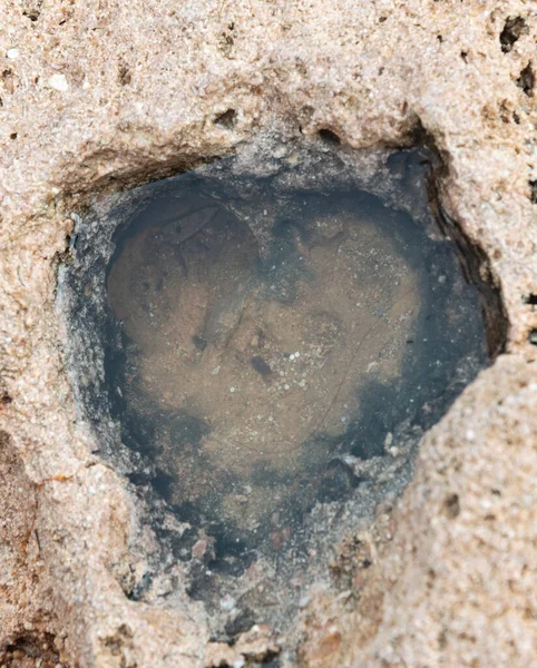 Oco Pedra Forma Coração Cheio Água — Fotografia de Stock