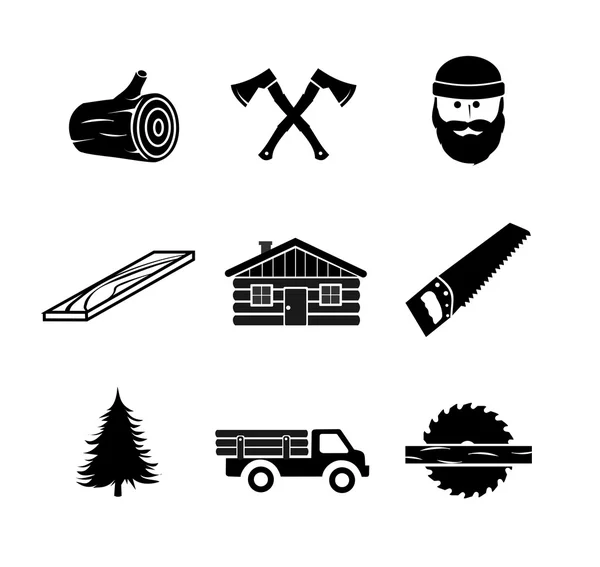 Conjunto de ícones Lumberjack vetor —  Vetores de Stock