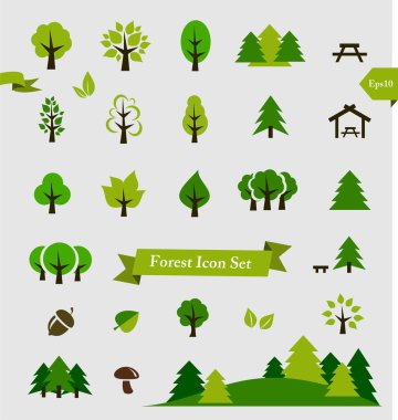 Orman / ağaçlar Icon set vektör