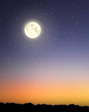Kayalık arazi siluet vektör moon