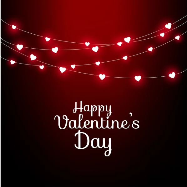 Hermosa tarjeta para el Día de San Valentín con vector de luces en forma de corazón — Vector de stock
