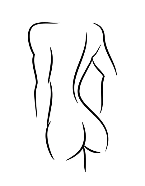 Woman back and butt naked illustration vector — Stock Vector