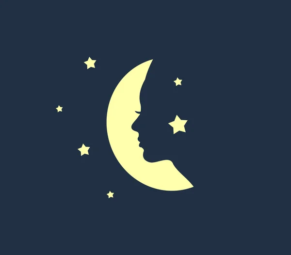 Visage de femme en forme de vecteur lunaire — Image vectorielle