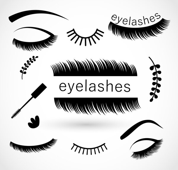 Eyelashes icon set vector 