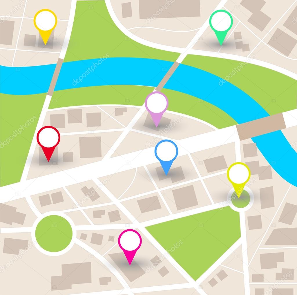 City Map Vector With Blank Pointers Stock Vector Image By C Mrswilkins