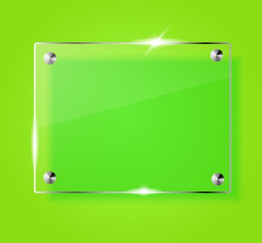 Güzel boş parlayan cam afiş yeşil renkli vektör