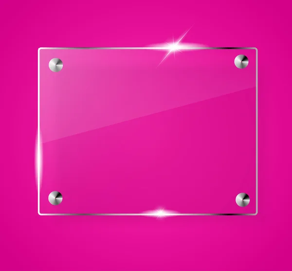 Hermosa pancarta de cristal brillante en blanco sobre un fondo rosa VECTOR — Vector de stock