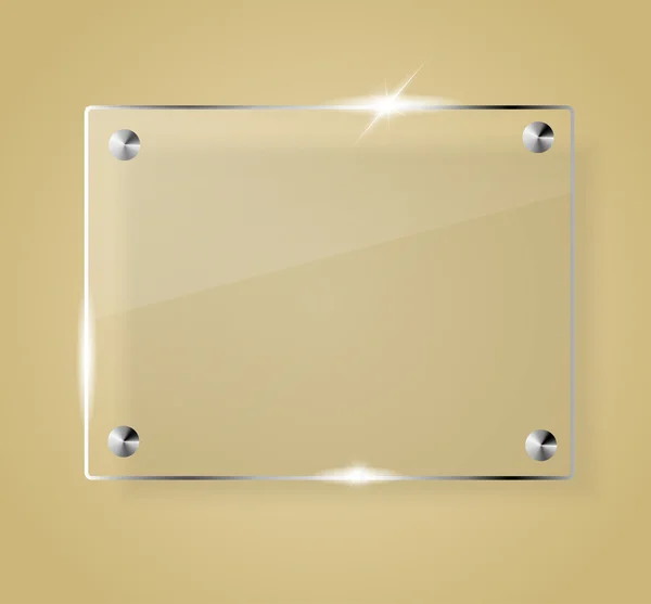 Beautiful blank shining glass banner on a beige background vector — Διανυσματικό Αρχείο