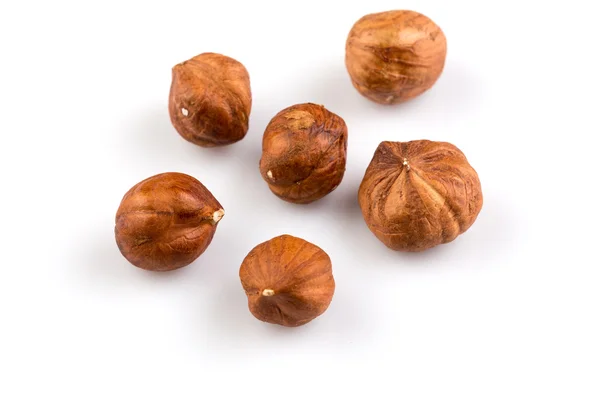 Hazelnuts на белом фоне — стоковое фото