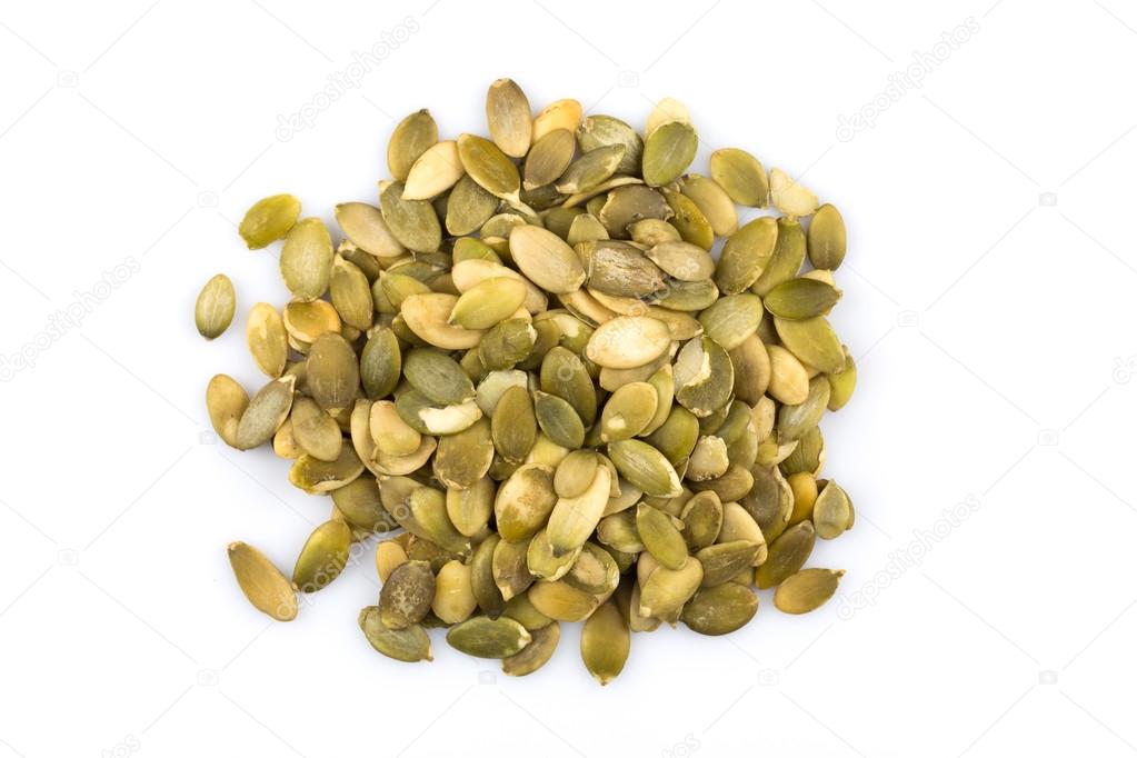 Heap of raw pumpkin seeds