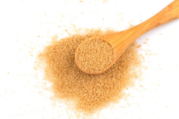 Brauner Zucker in einem Löffel — Stockfoto
