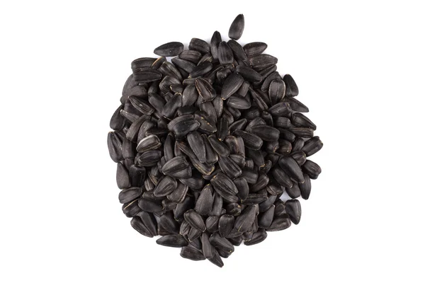 Heap of black sunflower seeds — Stock Photo, Image