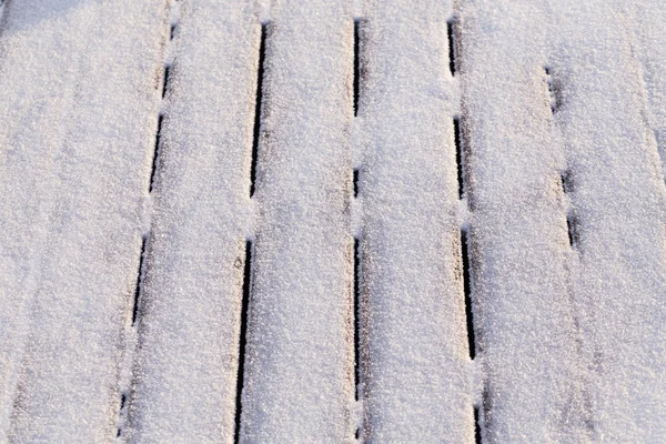 Kar kaplı ahşap Teras — Stok fotoğraf