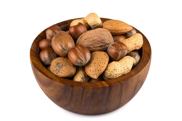 Mixed nuts in shells in a bowl — Stock Photo, Image