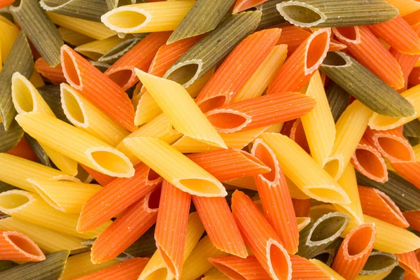 Paste Colorate Pentru Penne Tomate Spanac Paste Grâu Format Orizontal — Fotografie, imagine de stoc