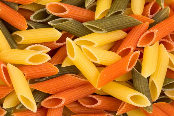 Pasta Color Penne Pastas Tomate Espinacas Trigo Formato Horizontal — Foto de Stock